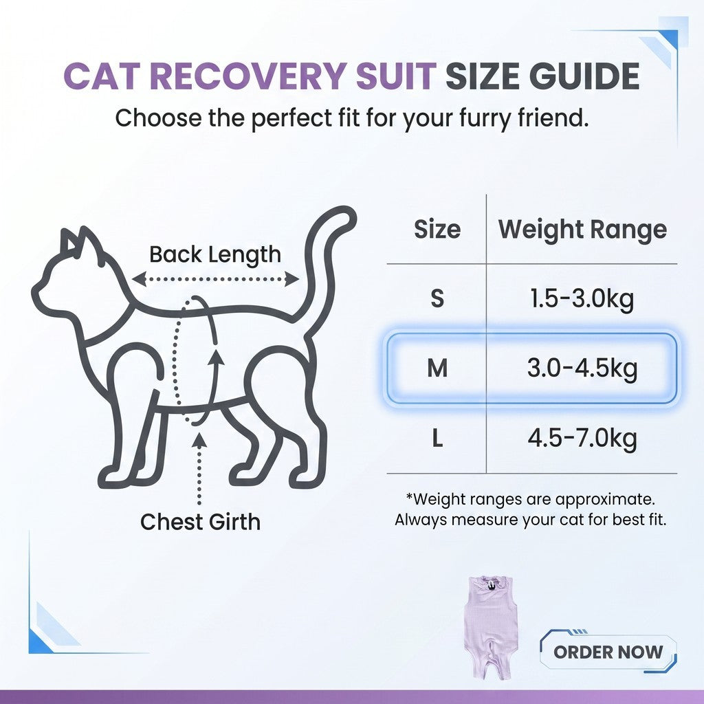 Premium Cotton Cat Recovery Suit Post Surgery Shirt Anti-Lick Sterilization Care Breathable Baju Kucing