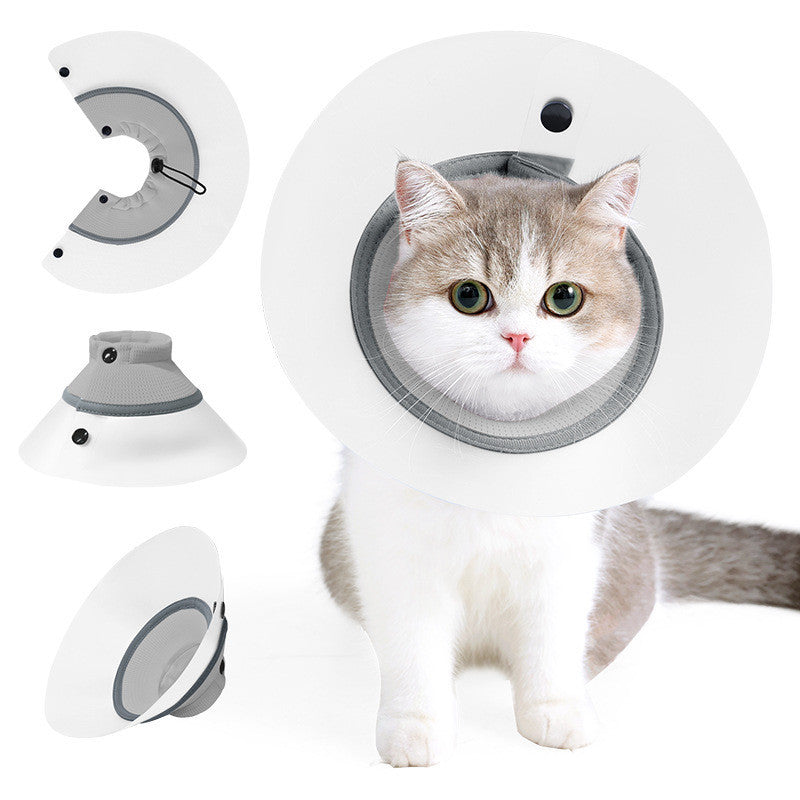 Waterproof PVC Elizabeth Collar Cat Dog Anti Lick Biting Recovery Cone Breathable Pelindung Leher