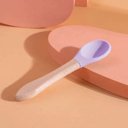 Silicone Pet Canned Food Spoon Wooden Handle Cat Dog Wet Food Feeder Scraper Scoop Food Grade Sudu