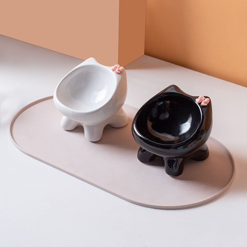 Ins Style Premium Ceramic Pet Bowl Cat Dog Food Water Basin Anti-Black Chin Heavy Duty Mangkuk Kucing