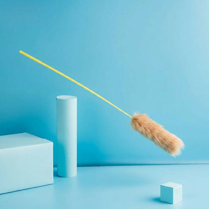 FUREVER365 TM-10 Rabbit Fur Ball Cat Teaser - Durable PVC Wand Wire Interaction Toy