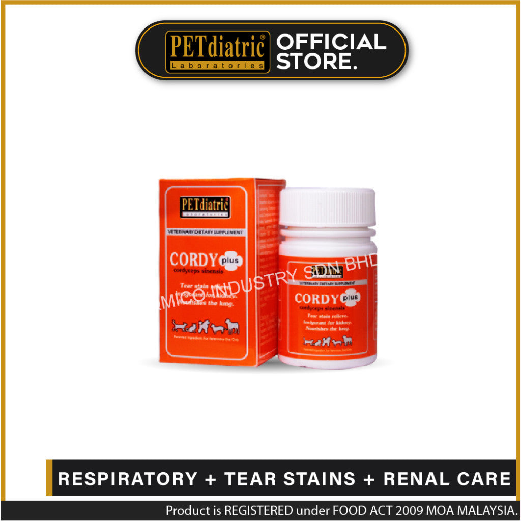 Cordyplus 30 for Dogs and Cats. 30 Tablets - Flu Supplement - Tears stain control - Renal Care