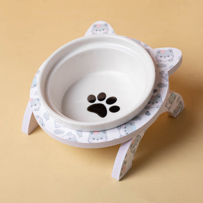 Elevated Ceramic Cat Bowl Tilted Neck Protection Double Bowl Anti-Black Chin Dog Food Water Feeder