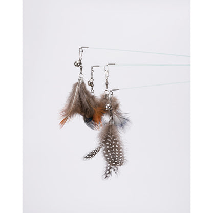 FUREVER365 YM-31 Creative Handle Cat Teaser - Ergonomic Grip High-Elasticity Steel Wire Feather Toy