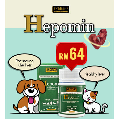 Hepomin Nutraceutical For Liver Health Support & Protect for Dogs and Cats. 60 Tablets