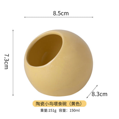 Ceramic Bird Feeder Anti-Bite Parrot Food Water Bowl Anti-Spill Budgie Feeder Basin Bekas Makan Burung