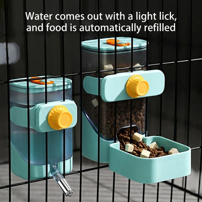 DONE Hanging Cage Auto Pet Feeder & Waterer Set Gravity Dispenser for Cats Dogs Rabbit Small Animals ABS