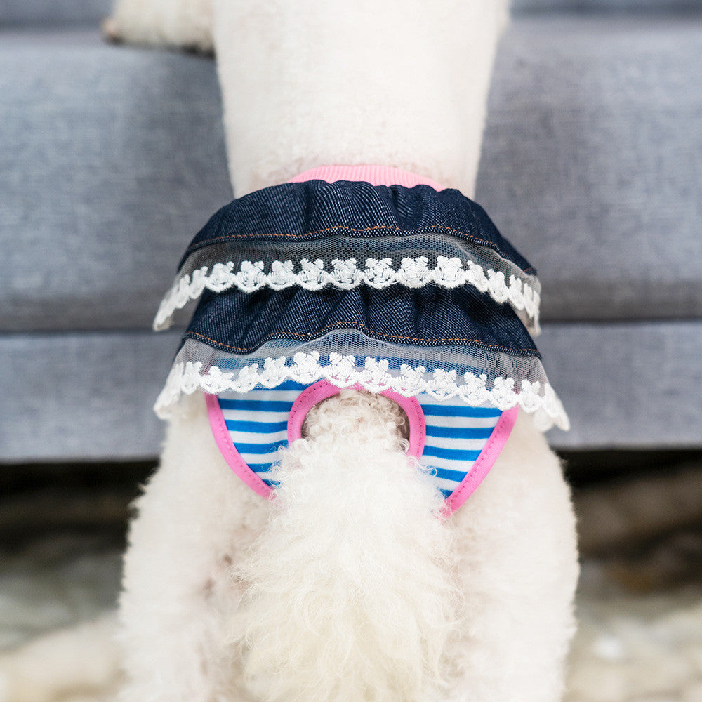 Sweet Bow Female Dog Physiological Pants Breathable Cotton Puppy Period Safety Underwear Seluar Kucing