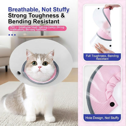 Waterproof PVC Elizabeth Collar Cat Dog Anti Lick Biting Recovery Cone Breathable Pelindung Leher