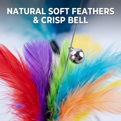 FUREVER365 YM-03 Feather Cat Teaser - High-Elasticity Steel Wire Bite-Resistant Interactive Wand Toy