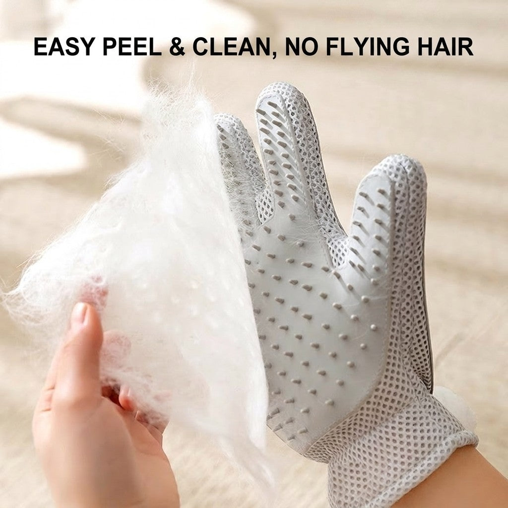 2-in-1 Pet Grooming Glove Cat Dog Hair Remover Deshedding Massage Bath Brush Sarung Tangan Kucing