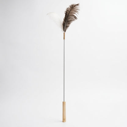 FUREVER365 HM-28 Ostrich Feather Cat Teaser - 160cm Extra Long Wand High-Elasticity Bouncing Toy