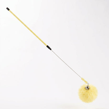 FUREVER365 TM-02Rabbit Fur Ball Cat Teaser - Extra Long Wand High-Elasticity Steel Wire Bouncing Toy