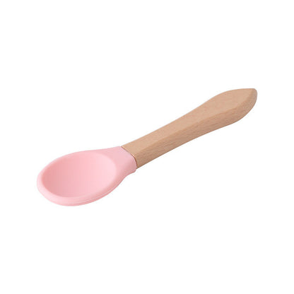 Silicone Pet Canned Food Spoon Wooden Handle Cat Dog Wet Food Feeder Scraper Scoop Food Grade Sudu