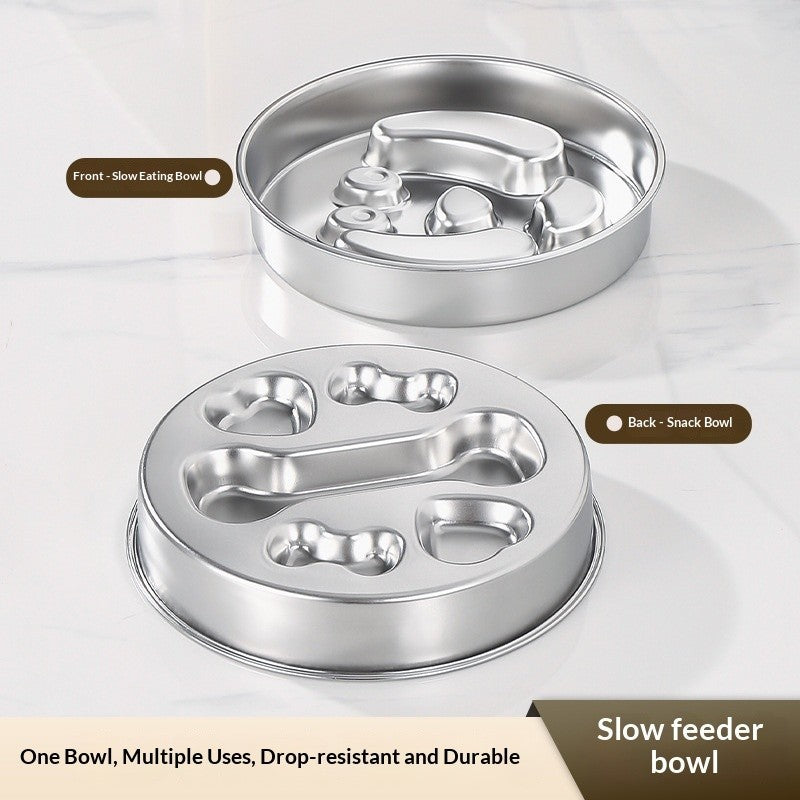 [READY STOCK] Stainless Steel Slow Feeder Bowl for Dog Cat Anti-Choking Healthy Diet Pet Food Basin