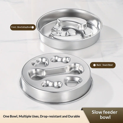 [READY STOCK] Stainless Steel Slow Feeder Bowl for Dog Cat Anti-Choking Healthy Diet Pet Food Basin