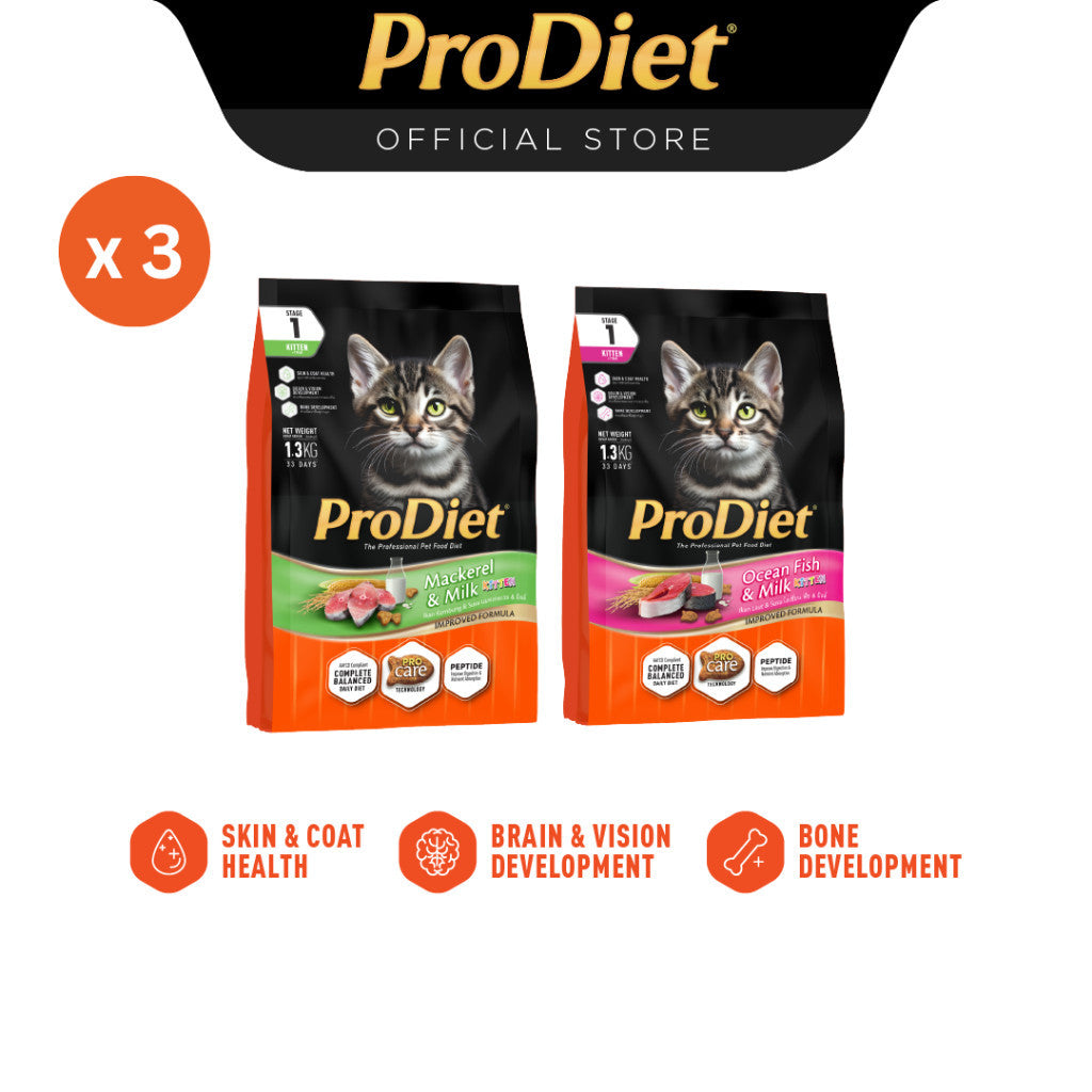 ProDiet Dry Kitten Cat Food - Milky Ocean Fish/Milky Mackerel (1.3kg)