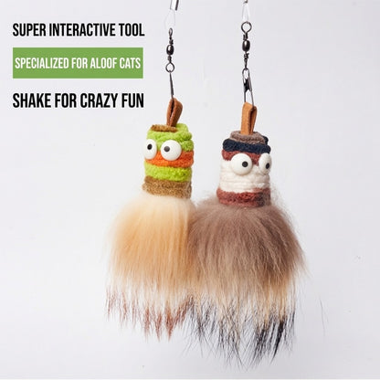 FUREVER365 HM-61 Squeaky Monster Cat Teaser - High-Elasticity Spring Wand with Physical Sounder Toy