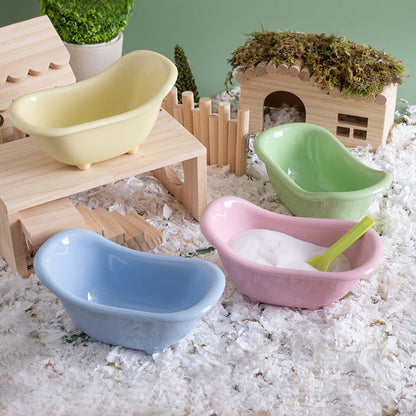 Ceramic Hamster Bathtub Sand Bath Basin Anti-Bite Toilet Litter Box for Golden Hamster Small Pet Toy