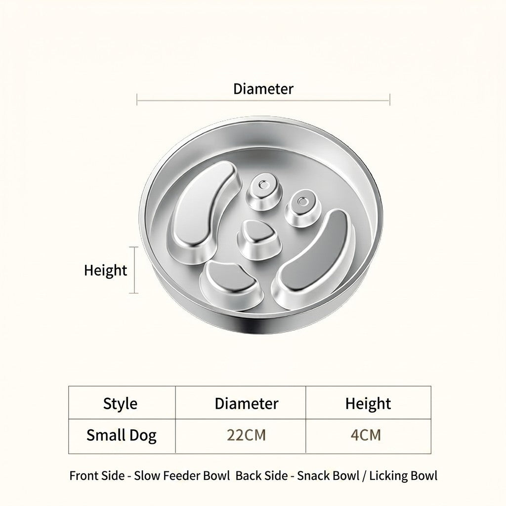 [READY STOCK] Stainless Steel Slow Feeder Bowl for Dog Cat Anti-Choking Healthy Diet Pet Food Basin