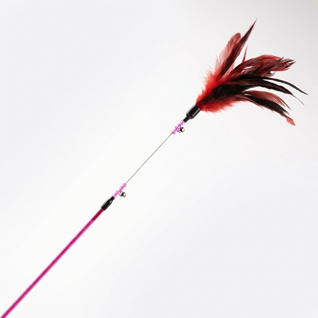 FUREVER365 YM-04 Long Feather Cat Teaser - Extra Long High-Elasticity Steel Wire Bouncing Wand Toy