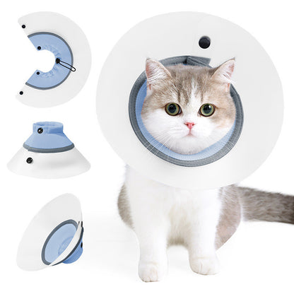 Waterproof PVC Elizabeth Collar Cat Dog Anti Lick Biting Recovery Cone Breathable Pelindung Leher