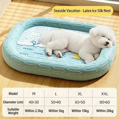 Ice Silk Cooling Pet Bed Cat Dog Summer Sofa Mat Latex Breathable Cooling Pad Katil Kucing Sejuk