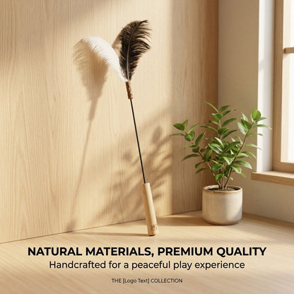 FUREVER365 HM-28 Ostrich Feather Cat Teaser - 160cm Extra Long Wand High-Elasticity Bouncing Toy