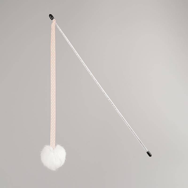 FUREVER365 TM-27 Ribbon Rabbit Fur Ball Cat Teaser - Durable PVC Wand Stylish Interactive Toy