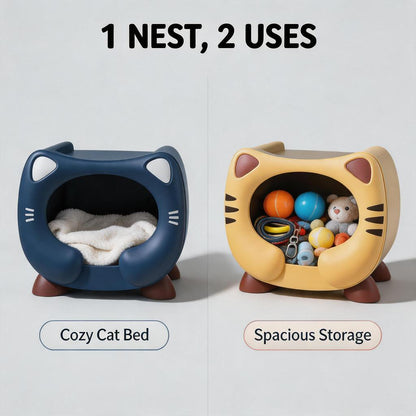 Stackable Cat Nest Bed Multi-purpose Pet Storage Box Organizer Large Capacity Cat House Katil Kucing
