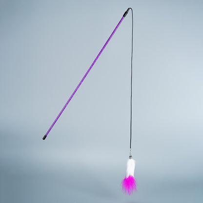 FUREVER365 TM-09 Rabbit Fur Wheat Ear Cat Teaser - Elastic Bouncing Rope Short Wand Interactive Toy