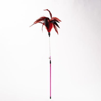 FUREVER365 YM-04 Long Feather Cat Teaser - Extra Long High-Elasticity Steel Wire Bouncing Wand Toy