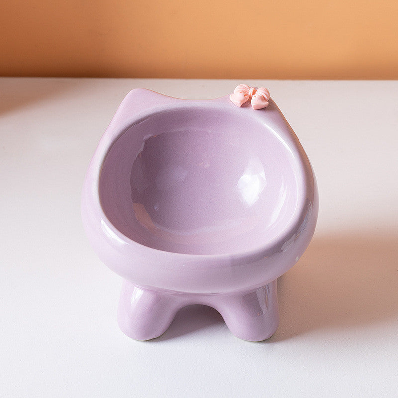 Ins Style Premium Ceramic Pet Bowl Cat Dog Food Water Basin Anti-Black Chin Heavy Duty Mangkuk Kucing