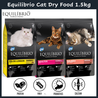 Equilibrio Cat Dry Food 1.5kg Adult Salmon Indoor Makanan Kering Kucing 猫粮干粮