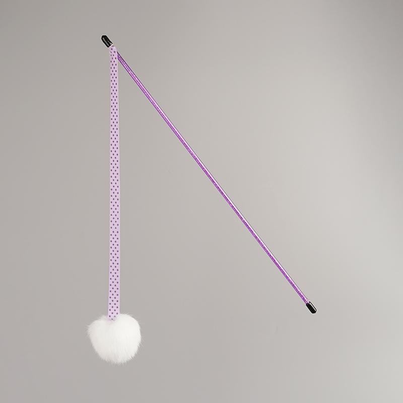 FUREVER365 TM-27 Ribbon Rabbit Fur Ball Cat Teaser - Durable PVC Wand Stylish Interactive Toy
