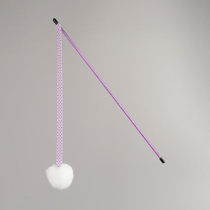 FUREVER365 TM-27 Ribbon Rabbit Fur Ball Cat Teaser - Durable PVC Wand Stylish Interactive Toy