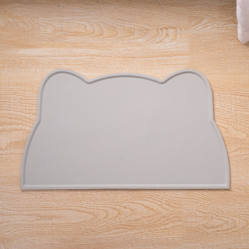 Cat Head Silicone Pet Placemat Waterproof Anti-Slip Food Bowl Mat Overflow Proof Easy Clean Alas Makan