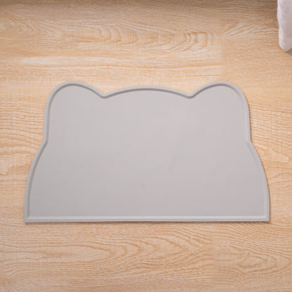 Cat Head Silicone Pet Placemat Waterproof Anti-Slip Food Bowl Mat Overflow Proof Easy Clean Alas Makan