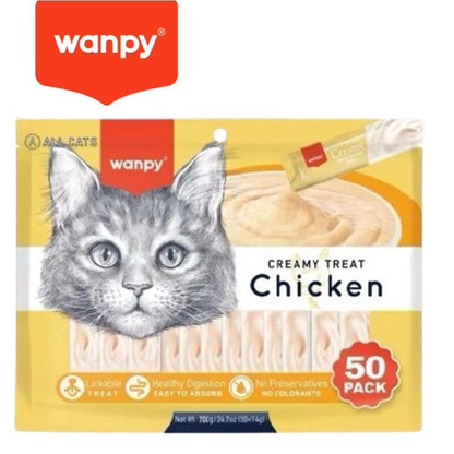 WANPY Creamy Lickable Treats for Cats 700g (14g x 50 Pcs)