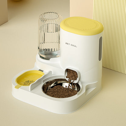 2-in-1 Automatic Pet Feeder Water Dispenser Set Integrated Cat Dog Food Bowl Gravity Waterer Bekas Makan