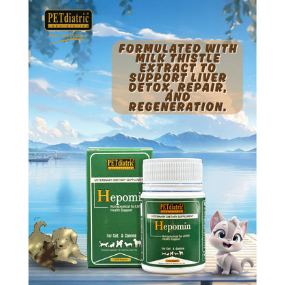Hepomin Nutraceutical For Liver Health Support & Protect for Dogs and Cats. 60 Tablets