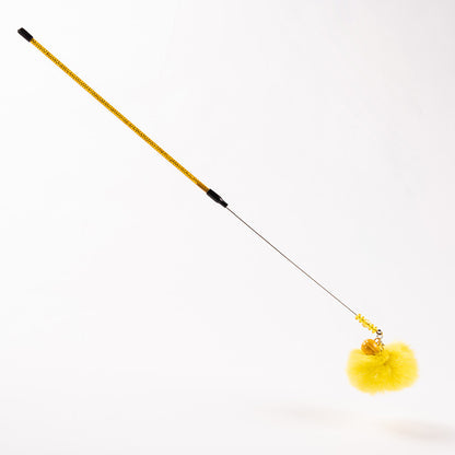 FUREVER365 TM-02Rabbit Fur Ball Cat Teaser - Extra Long Wand High-Elasticity Steel Wire Bouncing Toy
