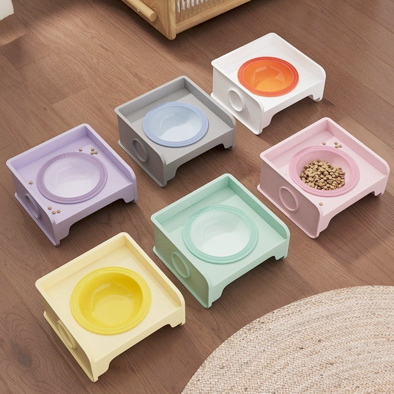 Splicable Elevated Cat Bowl Ceramic Anti-Black Chin Neck Protection Dog Food Water Bowl Mangkuk Kucing