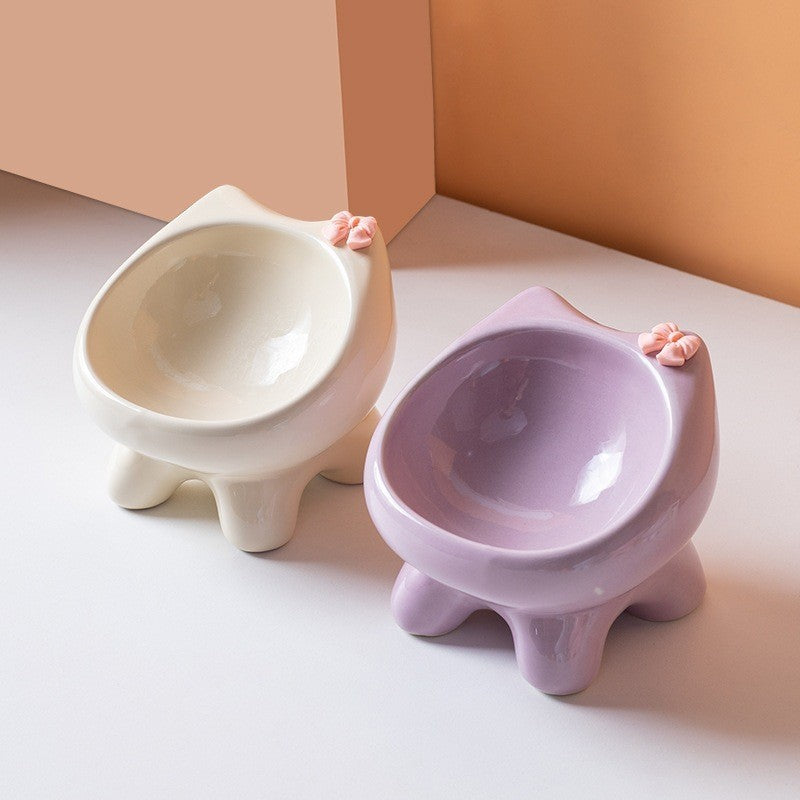 Ins Style Premium Ceramic Pet Bowl Cat Dog Food Water Basin Anti-Black Chin Heavy Duty Mangkuk Kucing
