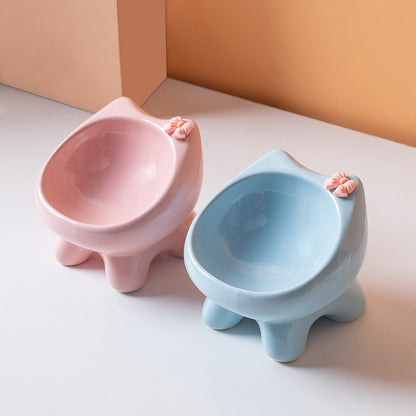 Ins Style Premium Ceramic Pet Bowl Cat Dog Food Water Basin Anti-Black Chin Heavy Duty Mangkuk Kucing