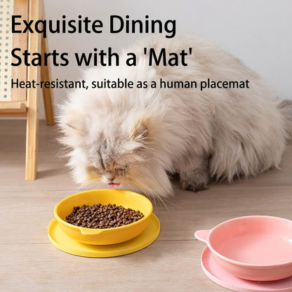 Round Silicone Pet Placemat Waterproof Anti-Slip Food Bowl Mat Leak-Proof Easy Clean Alas Makan Kucing