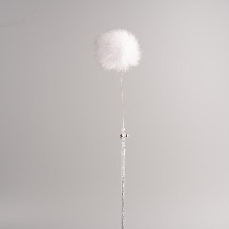 FUREVER365 HM-07 Premium Fox Fur Cat Teaser - Durable PVC Handle Long Steel Wire Bouncing Toy