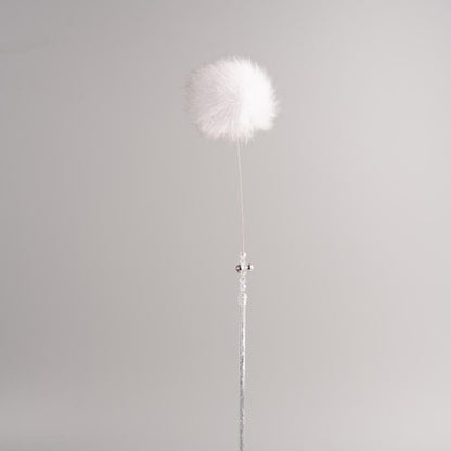 FUREVER365 HM-07 Premium Fox Fur Cat Teaser - Durable PVC Handle Long Steel Wire Bouncing Toy
