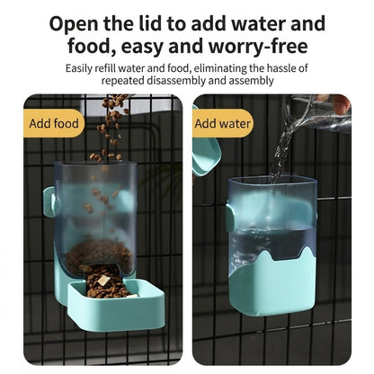 DONE Hanging Cage Auto Pet Feeder & Waterer Set Gravity Dispenser for Cats Dogs Rabbit Small Animals ABS