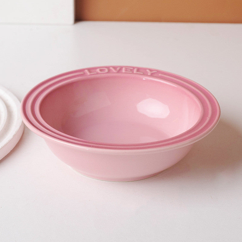 French Style Gradient Ceramic Cat Bowl Aesthetic Acrylic Elevated Stand Anti-Black Chin UFO Pet Plate